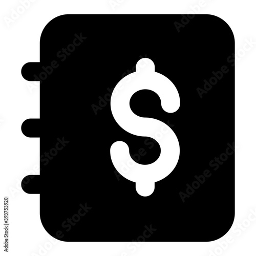 
Ledger in editable icon, dollar over a booklet
