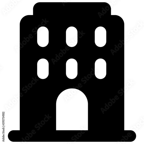 
Icon of commercial building in solid design 
