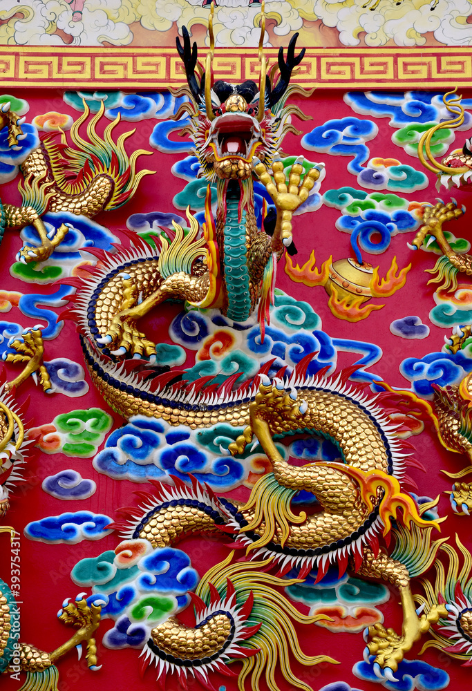 custom made wallpaper toronto digitalColorful Dragon Decoration on festive background at Chinese Temple, Bangkok, Thailand.