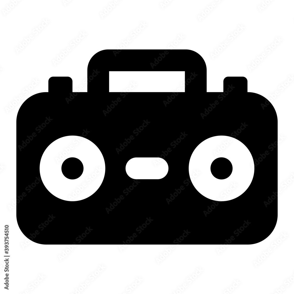 Cassette player icon in modern filled style
Cassette player icon in modern filled style