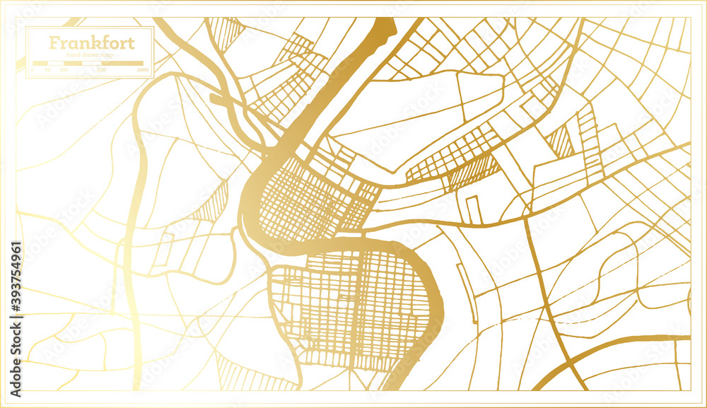 Frankfort USA City Map in Retro Style in Golden Color. Outline Map.