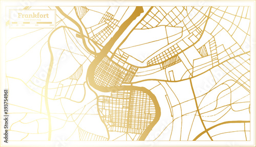 Frankfort USA City Map in Retro Style in Golden Color. Outline Map.