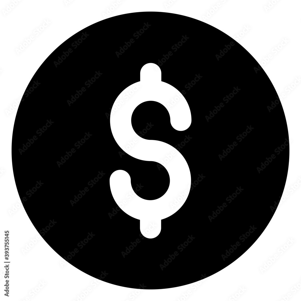 Dollar coin vector, editable filled style
Dollar coin vector, editable filled style