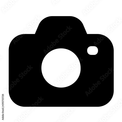 
Camera icon, solid rounded vector of photoshoot equipment
