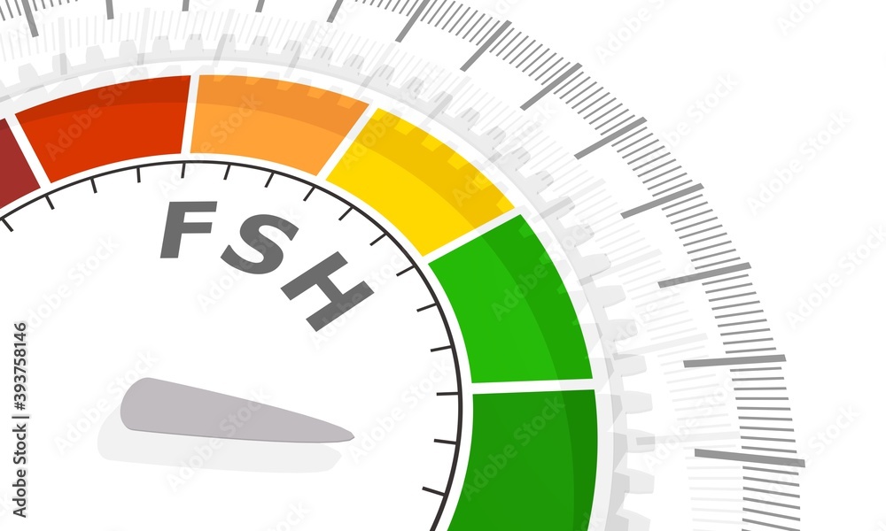 Gradient scale. Follicle stimulating hormone level measuring device icon. Sign tachometer, speedometer, indicators. Infographic gauge element. 3D rendering. Gradient scale. Follicle stimulating hormone level measuring device icon. Sign tachometer, speedometer, indicators. Infographic gauge element. 3D rendering.