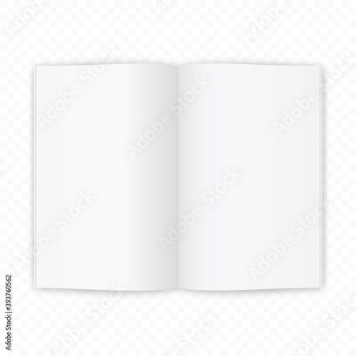 Open magazine or book white blank pages. Template for brochure design
