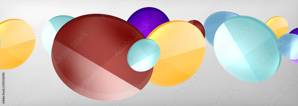 Abstract glossy round shapes vector background. Vector futuristic illustration for covers, banners, flyers and posters and other