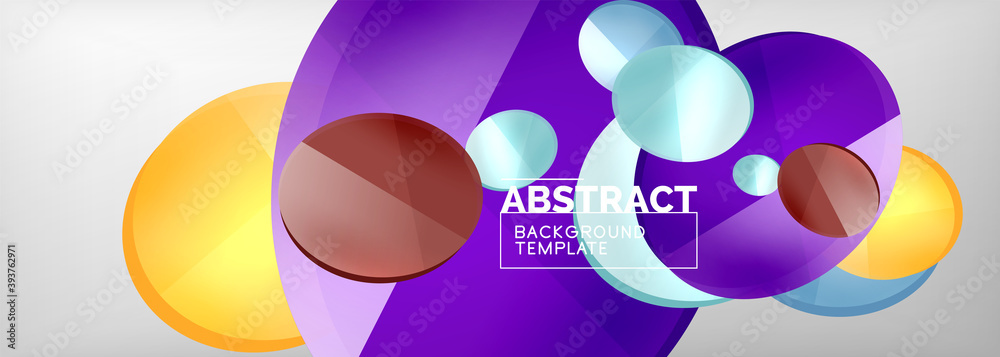 Abstract glossy round shapes vector background. Vector futuristic illustration for covers, banners, flyers and posters and other