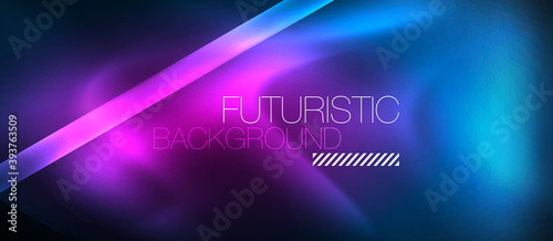 Neon geometric abstract background. Triangles with color glowing light effects in the dark. Vector illustration for covers, banners, flyers and posters and other
