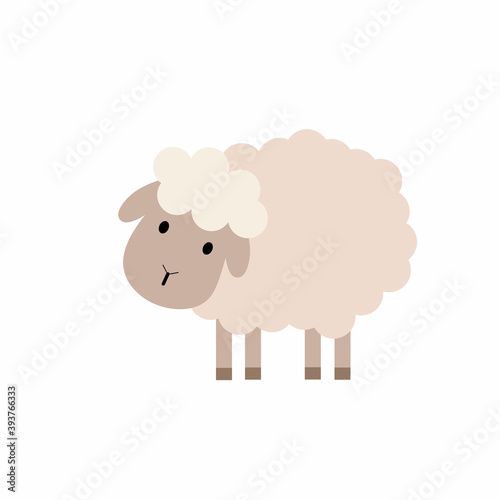 Cute sheep in cartoon style. Children's illustration of a sheep. Vector pet.