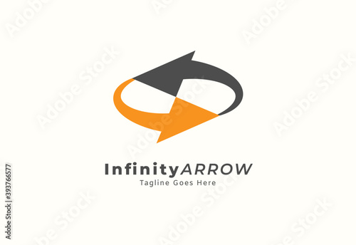 infinity arrow logo, infinity icon and arrow combination, usable for business and logistic logos, flat design logo template, vector illustration