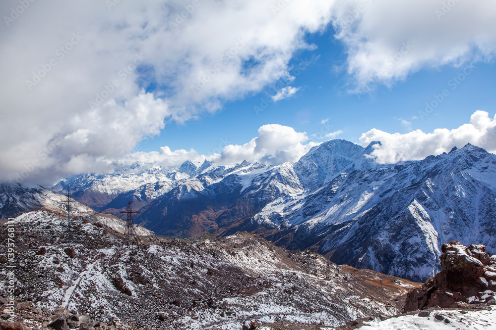 Panorama of the Main Caucasian ridge. Kabardino-Balkar Republic, Russia