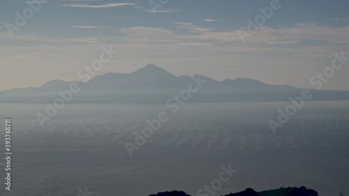 金峰山 Kinpozan 美しい秋晴れの空と雲　長崎普賢岳　有明海のパノラマ全景風景 Beautiful autumn clear sky and clouds, Nagasaki Fugendake, panoramic view of the Ariake Sea 金峰山頂上から撮影 日本2020年11月撮影 Japan taken in November 2020 (九州・熊本県)熊本金峰山 photo