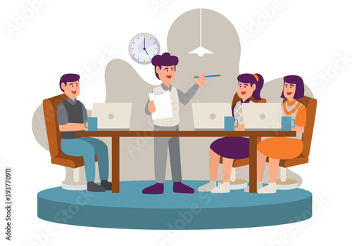 Office workers sitting at r...