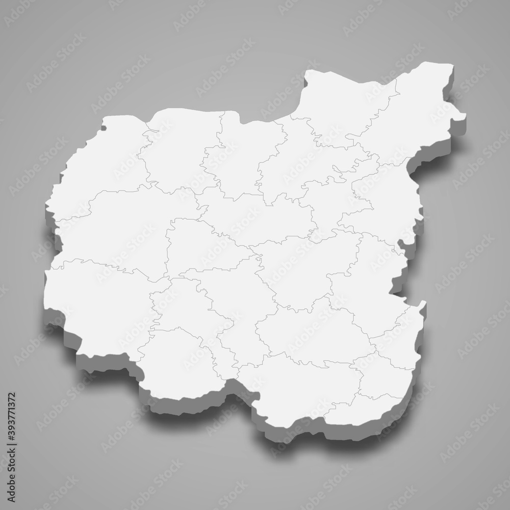 3d isometric map of Chernihiv oblast is a region of Ukraine