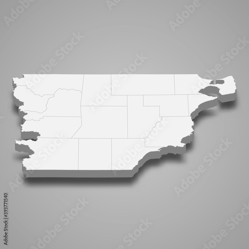 3d isometric map of Chubut is a province of Argentina