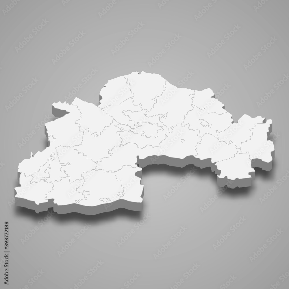 3d isometric map of  oblast is a region of Ukraine