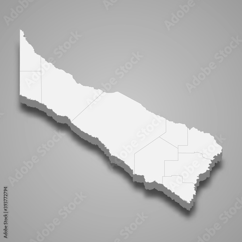 3d isometric map of Formosa is a province of Argentina