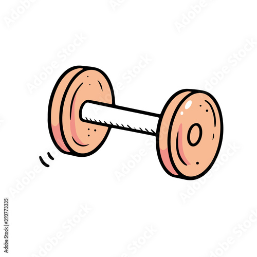 Hand drawn dumbell element. Doodle sketch style. dumbell element drawn by digital brush-pen. Illustration for icon, sticker design.