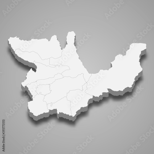 3d isometric map of Huanuco is a region of Peru