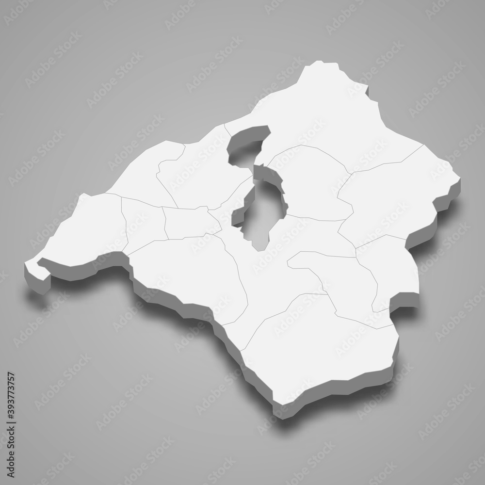 3d isometric map of Isparta is a province of Turkey