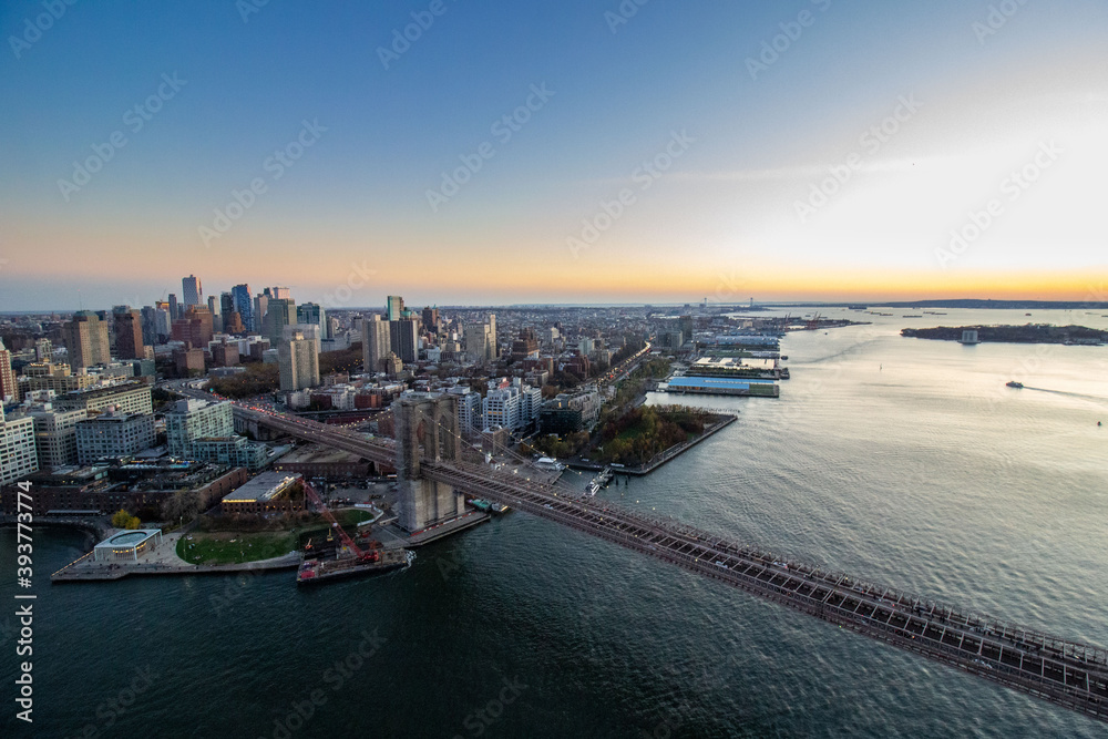 Aerial view of Brooklyn bridge 