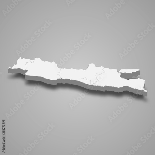 3d isometric map of Java is a island of Indonesia