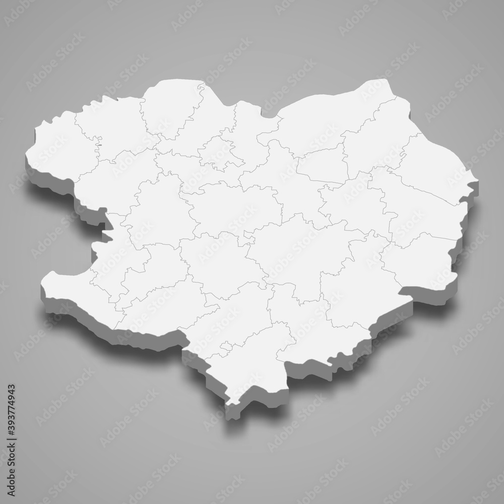 3d isometric map of Kharkiv oblast is a region of Ukraine