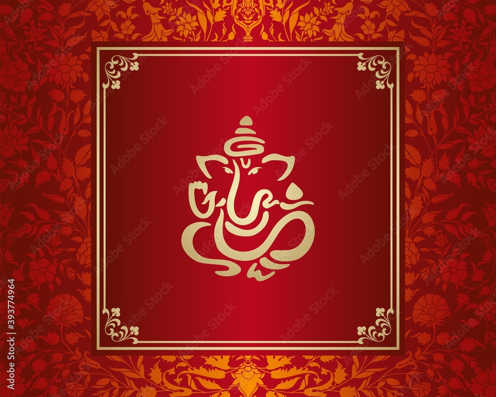 Ganesha, wedding card, royal Rajasthan, India	