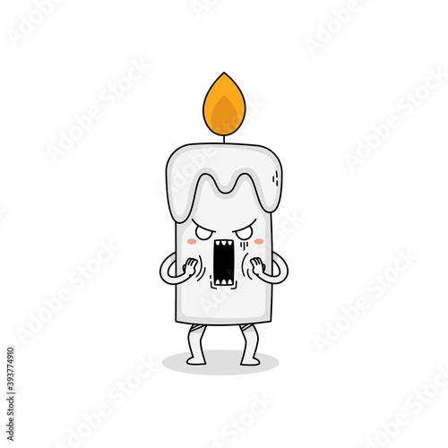 Cute candle cartoon character shocked