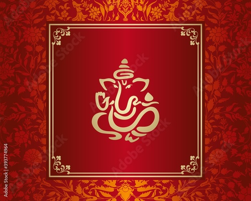 Ganesha, wedding card, royal Rajasthan, India	