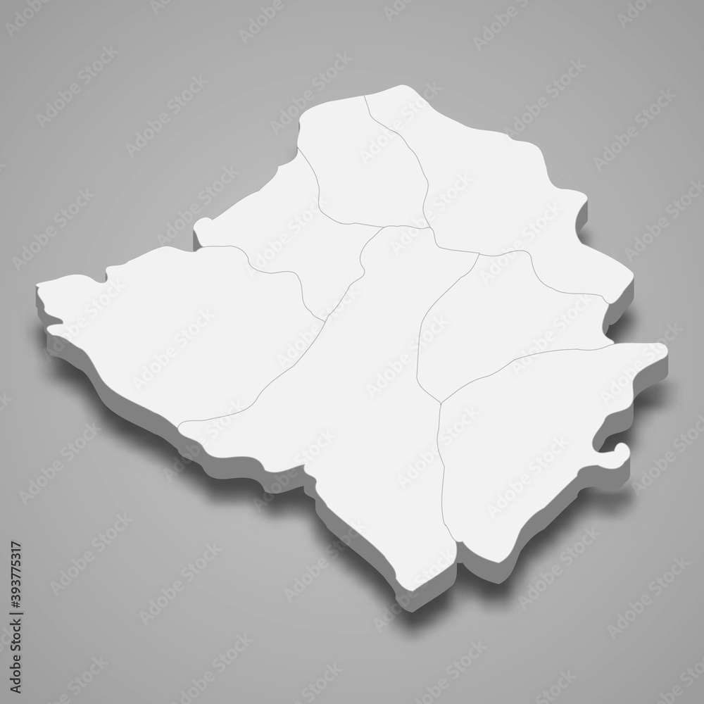 3d isometric map of Kirsehir is a province of Turkey