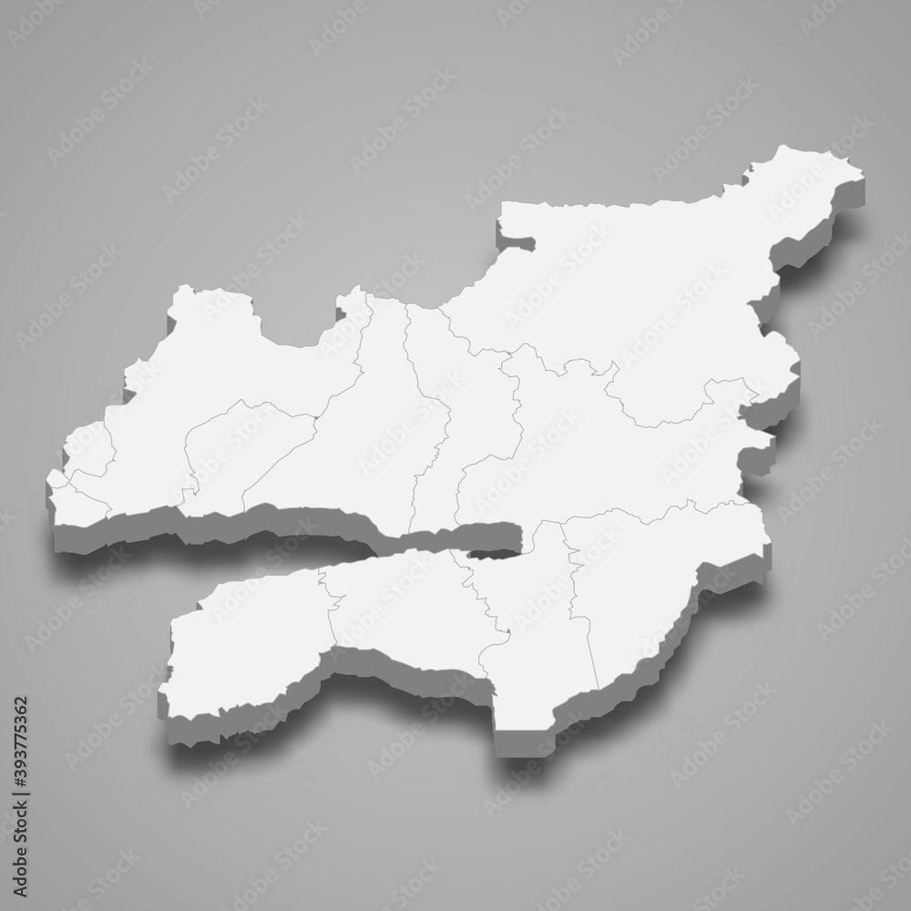 Obraz premium 3d isometric map of Kocaeli is a province of Turkey