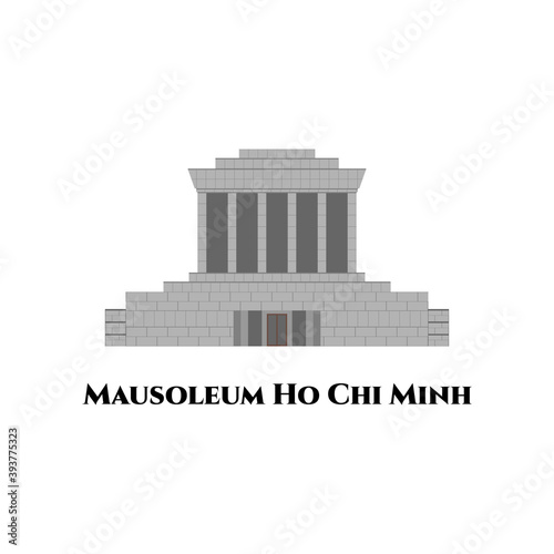 The President Ho Chi Minh Mausoleum in Hanoi, Vietnam. It is a tourist attraction. Worth to visit. Flat illustration of Vietnam architectural building landmark vector icon for web design
