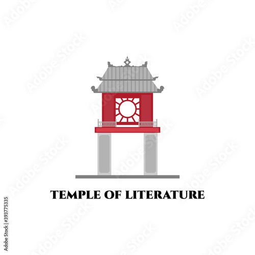 Temple of Literature in Hanoi, Vietnam. The other name is Văn Miếu. Great architectural building landmark. Highly recommend for tourist destination. Travel tourism attraction. Vector flat illustration