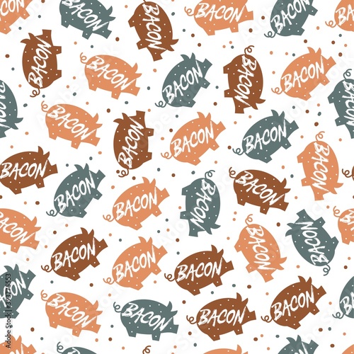 Bacon and Happy Party Abstract Vector Illustration Seamless Pattern