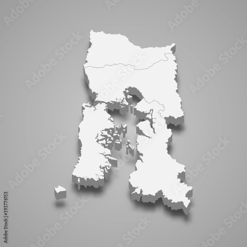 3d isometric map of Los Lagos is a region of Chile