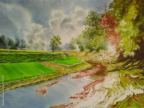 landscape with a pond