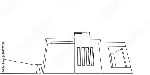 Fototapeta Naklejka Na Ścianę i Meble -  House building sketch architecture 3d wireframe illustration, Modern architectural perspective line
