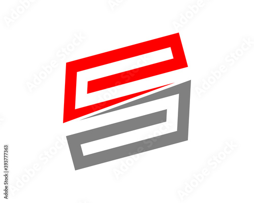 S Letter abstract with red and gray stripe