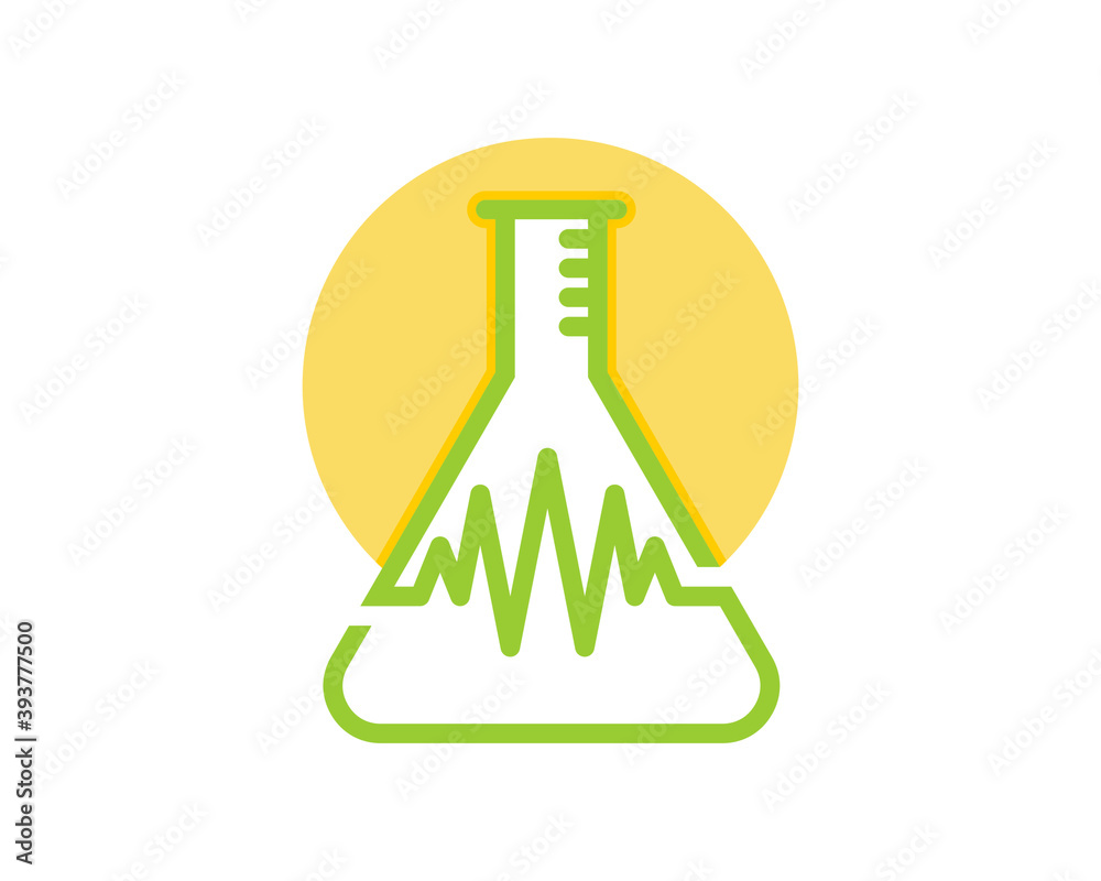 Combination laboratory test tube with heartbeat logo