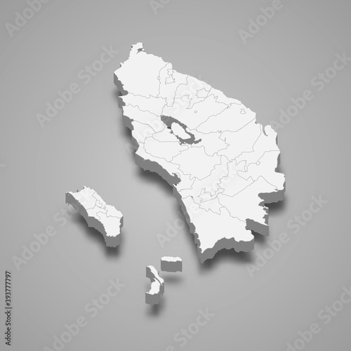 3d isometric map of North Sumatra is a province of Indonesia