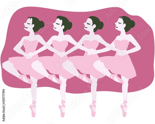 Beautiful Pink Ballerinas Flat Vector Illustration Background