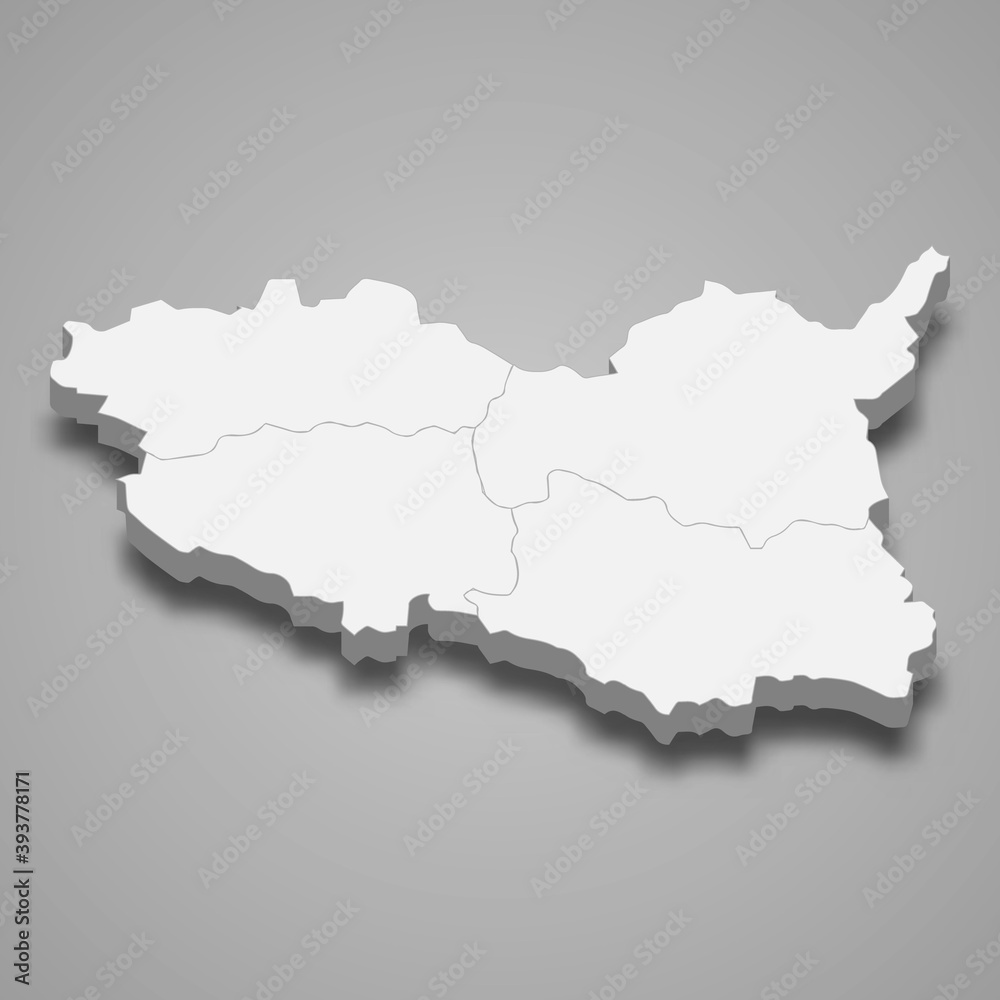 Fototapeta premium 3d isometric map of Pardubice is a region of Czech Republic