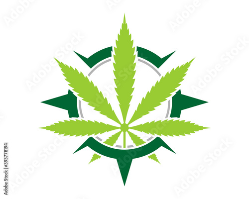 Cannabis leaf inside the compass logo