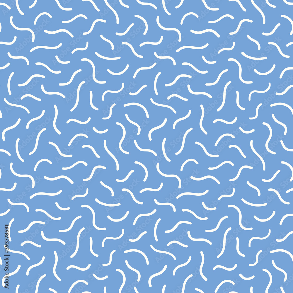 Abstract squiggle pattern background in blue and white. Fun modern design element of wavy lines in a tossed design Abstract squiggle pattern background in blue and white. Fun modern design element of wavy lines in a tossed design