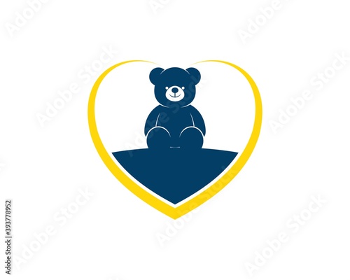 Abstract love shape with teddy bear inside