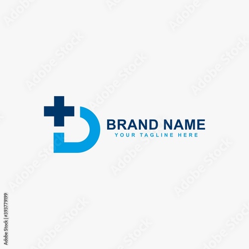 Letter D and cross logo design vector. Monogram D logo symbol.