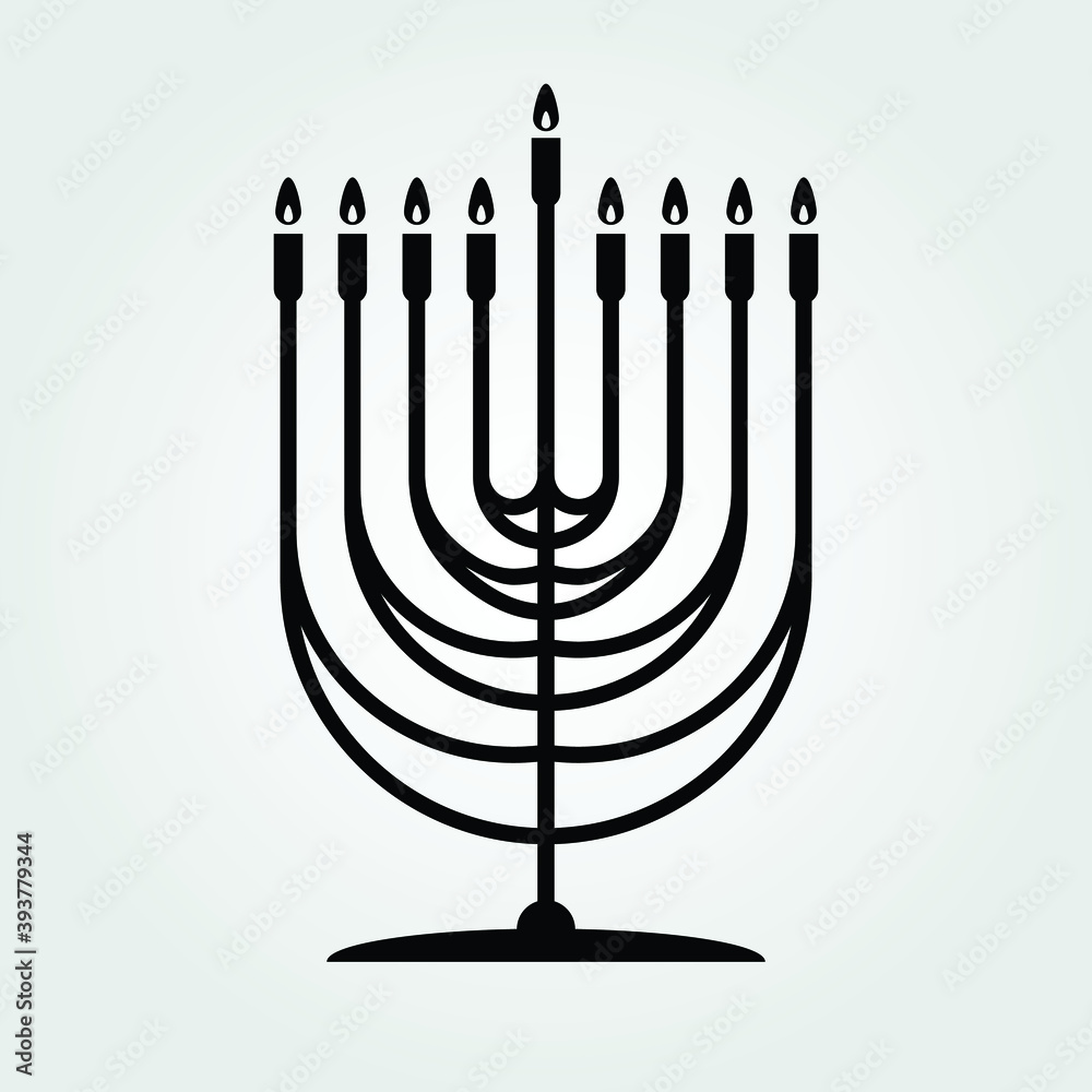 Hanukkah Menorah nine-branched candelabrum icon isolated on white background. Vector illustration. Hanukkah Menorah nine-branched candelabrum icon isolated on white background. Vector illustration.