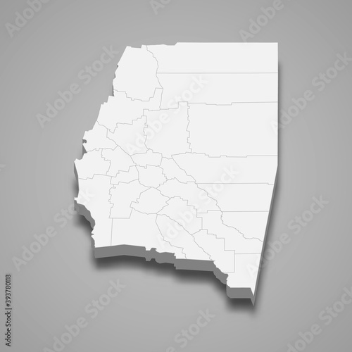 3d isometric map of Santiago del Estero is a province of Argentina